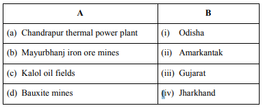 Choose the correct option from columns A and B